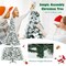 8 Feet Snow Flocked Hinged Christmas Tree with Berries and Poinsettia Flowers